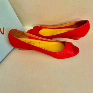 Butter Pink Patent Open Toe Wedge Shoes Sz 9.5